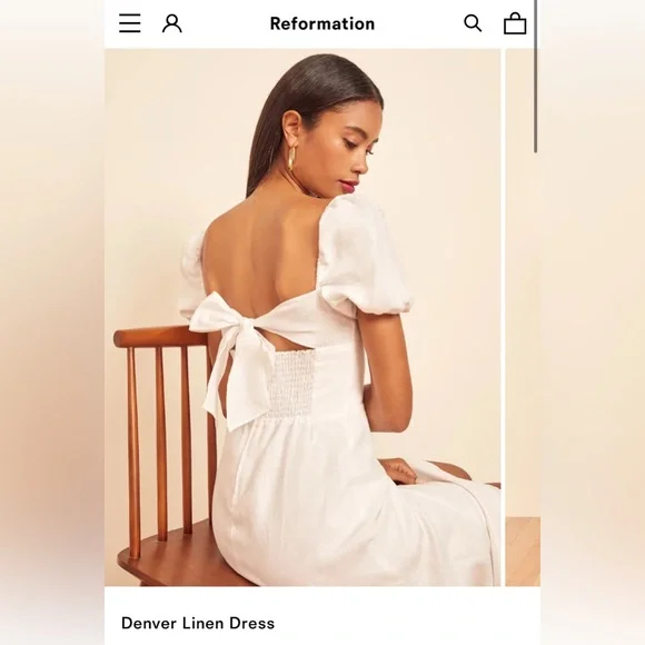 Reformation Black Linen Denver Midi Dress - Picture 7 of 8